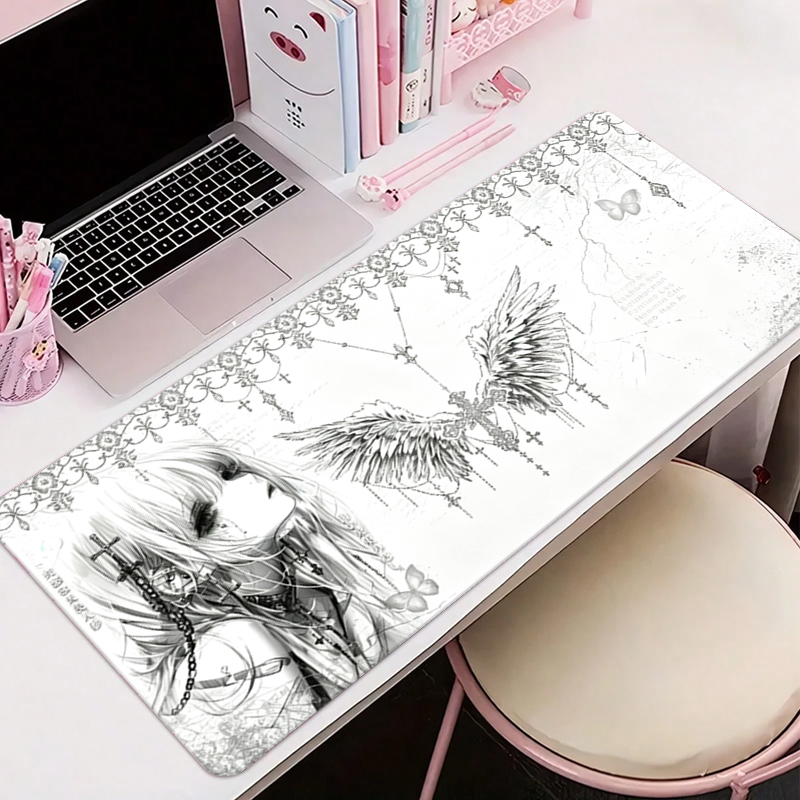 Gaming Accessories Cheap - Leather Mousepad Black White Anime Aesthetics
