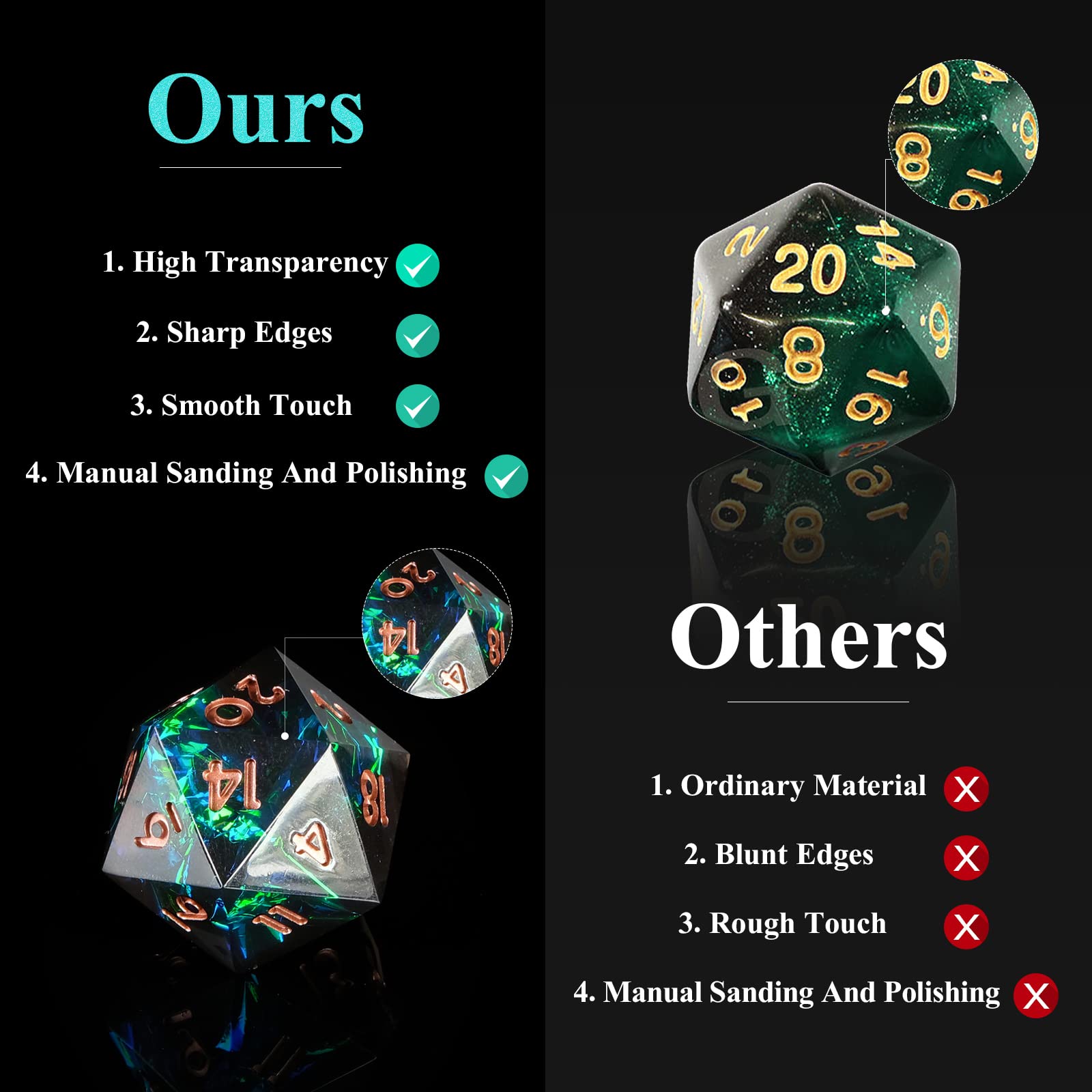 Resin Sharp Edge DND Dice Set  - Gaming Handheld Accessories review and price