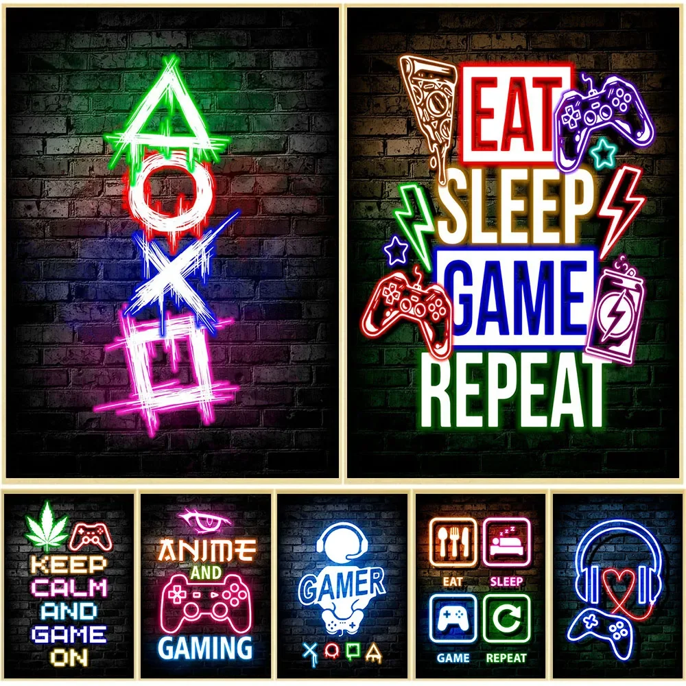 Gaming Neon Eat Sleep Game Rep - Gaming Accessories Decor review and price
